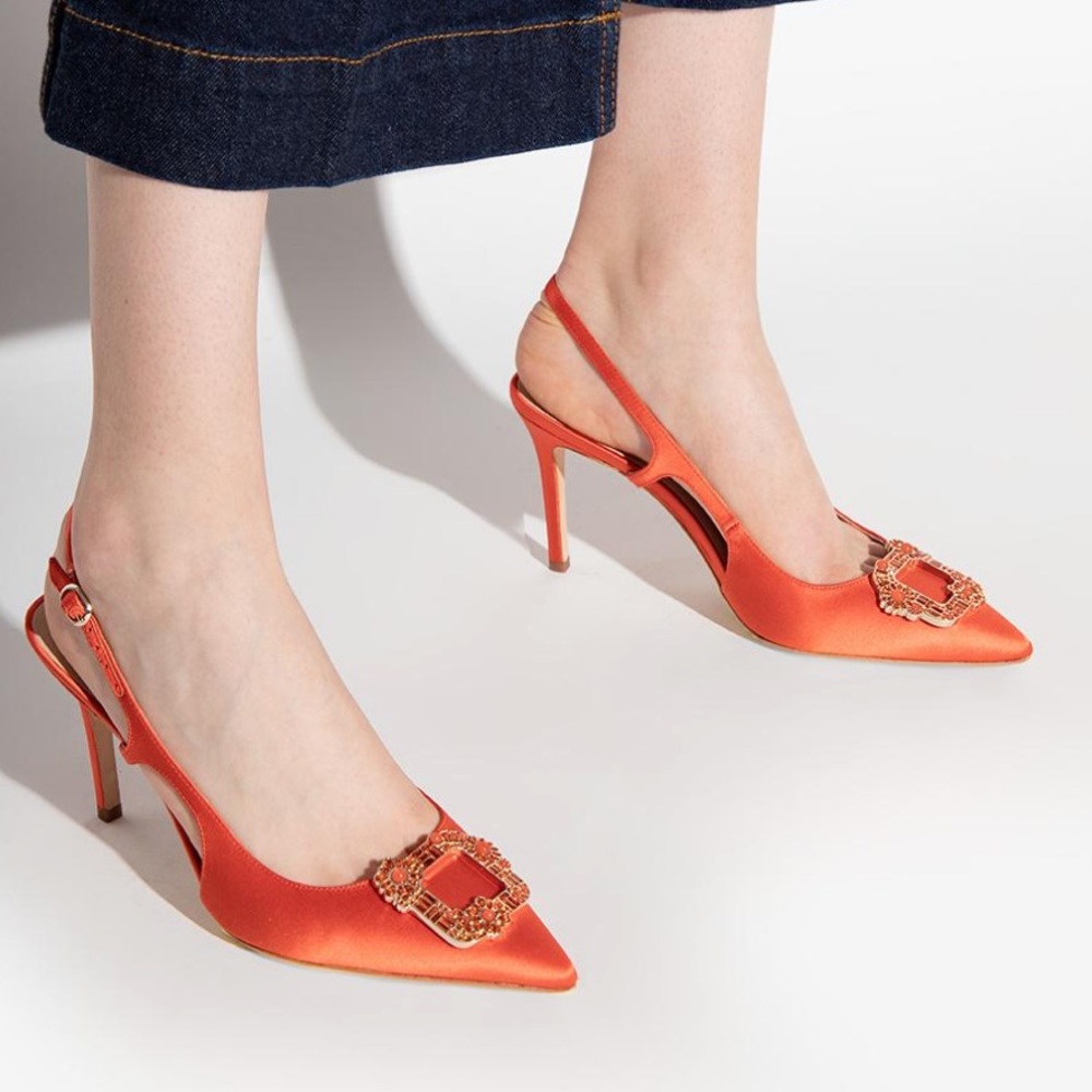 Kate Spade Orange Slingback Heels